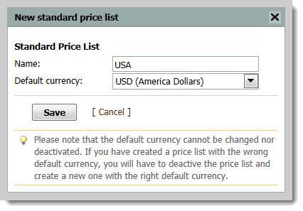 Click New default price list in the right-hand side of the Hourly Rates screen.