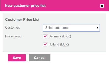 Figure 12 Create a New customer price list using this action 2. Choose which customer to link to the price list (see Figure 13) 3.