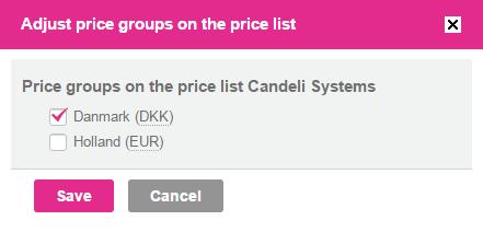 price groups on the selected customer price list. 1. Select a customer price list on the Price list drop-down list.