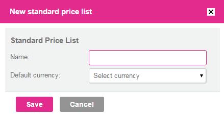 Figure 19 Dialogue box for creating additional default price lists The new default price list will then be available on the Price list drop-down list and active by default when you return to the
