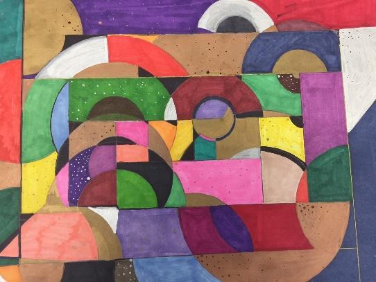 7th Grade Frank Stella Concentric Circle Abstract Art Students
