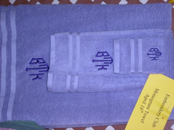 March 21 st 1:00 or 6:30 Monogram: Monogram your bath towels with your software to make a customized towel.
