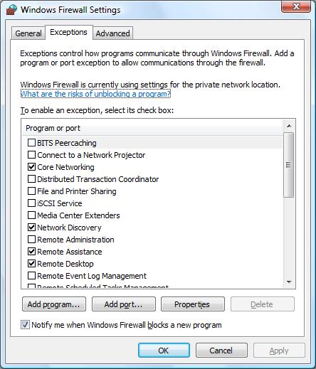 Setările pentru firewall (pentru utilizatorii de reţea) c Verificaţi dacă opţiunea On (Activat) este selectată pentru Windows Firewall (Paravan de protecţie