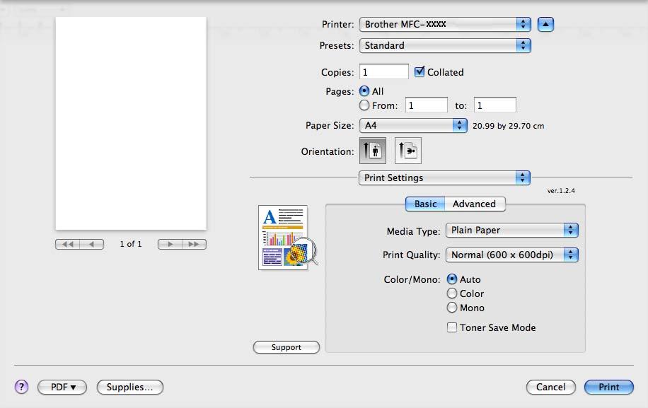 Imprimarea şi trimiterea faxurilor Setările de imprimare 7 Puteţi modifica setările selectând o setare din lista Print Settings (Setări imprimare): Fila Basic (de bază) 7 Media Type (Tip media)
