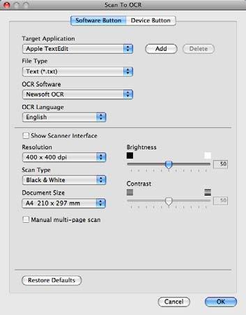 ControlCenter2 OCR (aplicaţie de editare text) 9 Scan To OCR (Scanare către OCR) converteşte datele imaginilor din pagina grafică în text care poate fi editat cu orice aplicaţie de procesare a