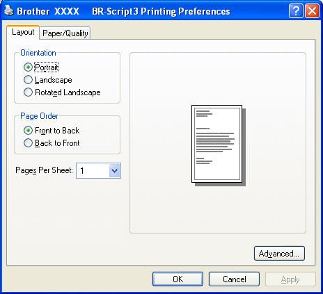 Imprimarea Funcţionalităţile driverului de imprimantă BR-Script (limbaj de emulare PostScript 3 ) 1 1 Pentru informaţii suplimentare, consultaţi Help (Ajutor) din driverul de imprimantă.