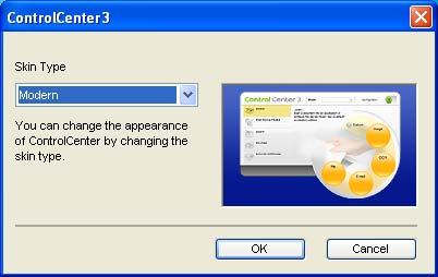 ControlCenter3 Schimbarea interfeţei cu utilizatorul 3 Puteţi alege interfaţa cu utilizatorul Modern sau Clasic din ControlCenter3.
