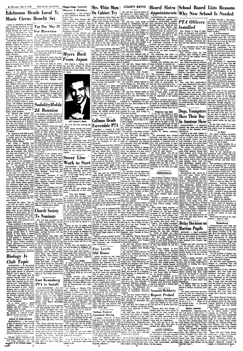 8 Thursday. Mar 8, 1953 REP BANK REGISTER Edelmann Heads Local Y; Music Circus Benefit Set Victor A.