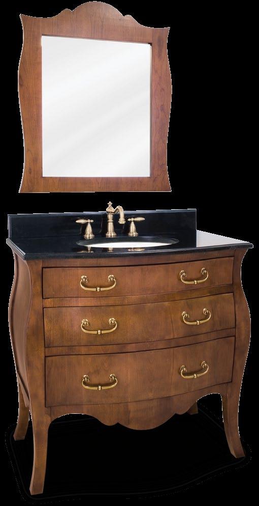 French Regency This 36 wide solid wood vanity has a classic serpentine shape with a modern