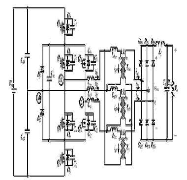 the equivalent primary leakage inductances of each phase. Df1 anddf2 are freewheeling diodes.