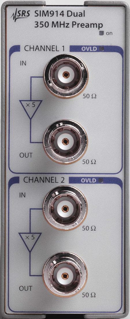 1 2 Operation 1.1 Description The is a two-channel, 350 MHz bandwidth, DC-coupled, 50 Ω amplifier with a gain of 5 (+14 db). The two channels may be cascaded for a gain of 25 (+28dB).
