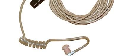Loudspeaker and microphone take place at one cable, PTT that is in the shape of ring take place at another cable. (5820-4464