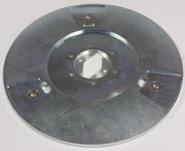 00 9inch diameter plate featuring 3 three inch diameter counter sunk slots for Velcro backed resins wet