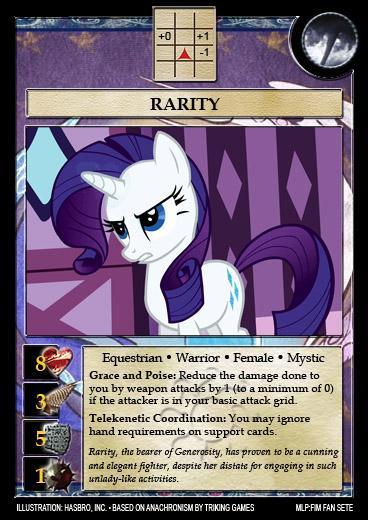 EXAMPLE: Rarity may make a basic attack against warriors that are in either her right side space at -1, he rightfront-diagonal space at +1, or her left-front-diagonal space at +0.