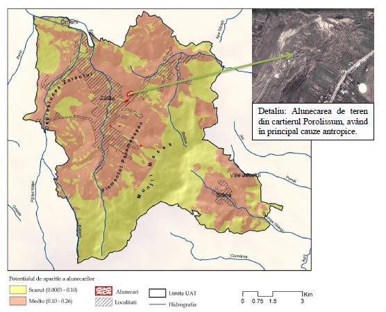 Municipiul Zalău prezintă areale afectate de alunecări de teren, dar şi areale predispuse producerii acestora.