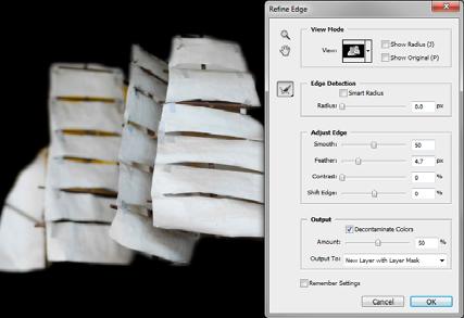 12. Click the Decontaminate Colors option. Decontaminate Colors replaces color fringes with the color of the subject.