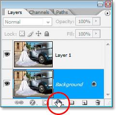 click on the Layer Visibility icon (the eyeball) on the left of Layer 1 in the Layers palette to temporarily hide it