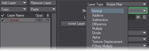 The Alpha Blending Mode makes the layer an alpha channel on the preceding layer. In other words, it cuts out parts of the preceding layer and makes those areas transparent.