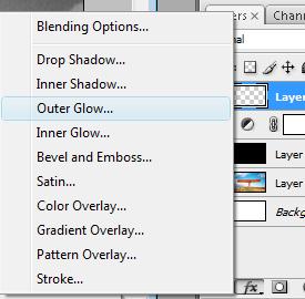 6.) To create the electric feel, go to layer style and select outer