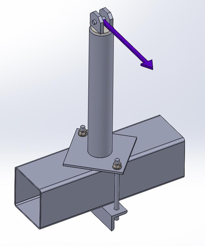 Figure 4.24: Test 05 Anchor setup and direction of applied load 4.6.2 Test 05 DIC Data and Analysis The shape to which this anchor base plate deformed can be seen in Figure 4.25.