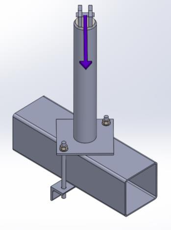 angle. The horizontal load was applied at an angle of 45 relative to the supporting HSS. Figure 4.28: Test 06 Anchor setup and direction of applied load 4.7.