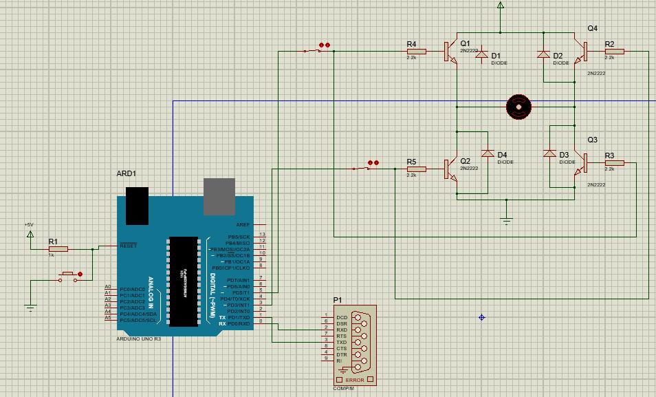 Example # 1 : DC motor speed and direction control Arduino diagram :