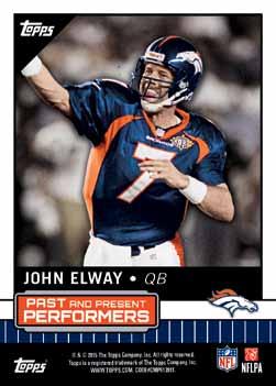 (1:6 packs) Past & Present Performers (30 cards) The greatest players from each NFL franchise, past and present, are celebrated on these doubled-sided cards.