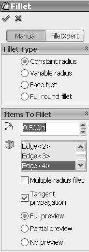 Engineering Design with SolidWorks 2010 Activity: BATTERY Part-Fillet Feature Edge Display the hidden edges.