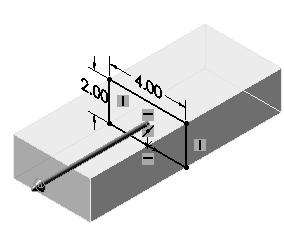 Add a Midpoint relation between the horizontal edge of the rectangle and the Origin. Insert two dimensions to define the width and height of the rectangle as illustrated. 2.