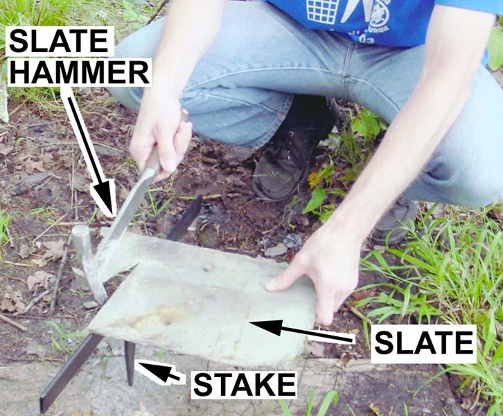 A stake and hammer can be used for cutting thicker