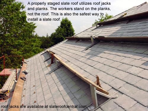 A properly staged slate roof utilizes roof