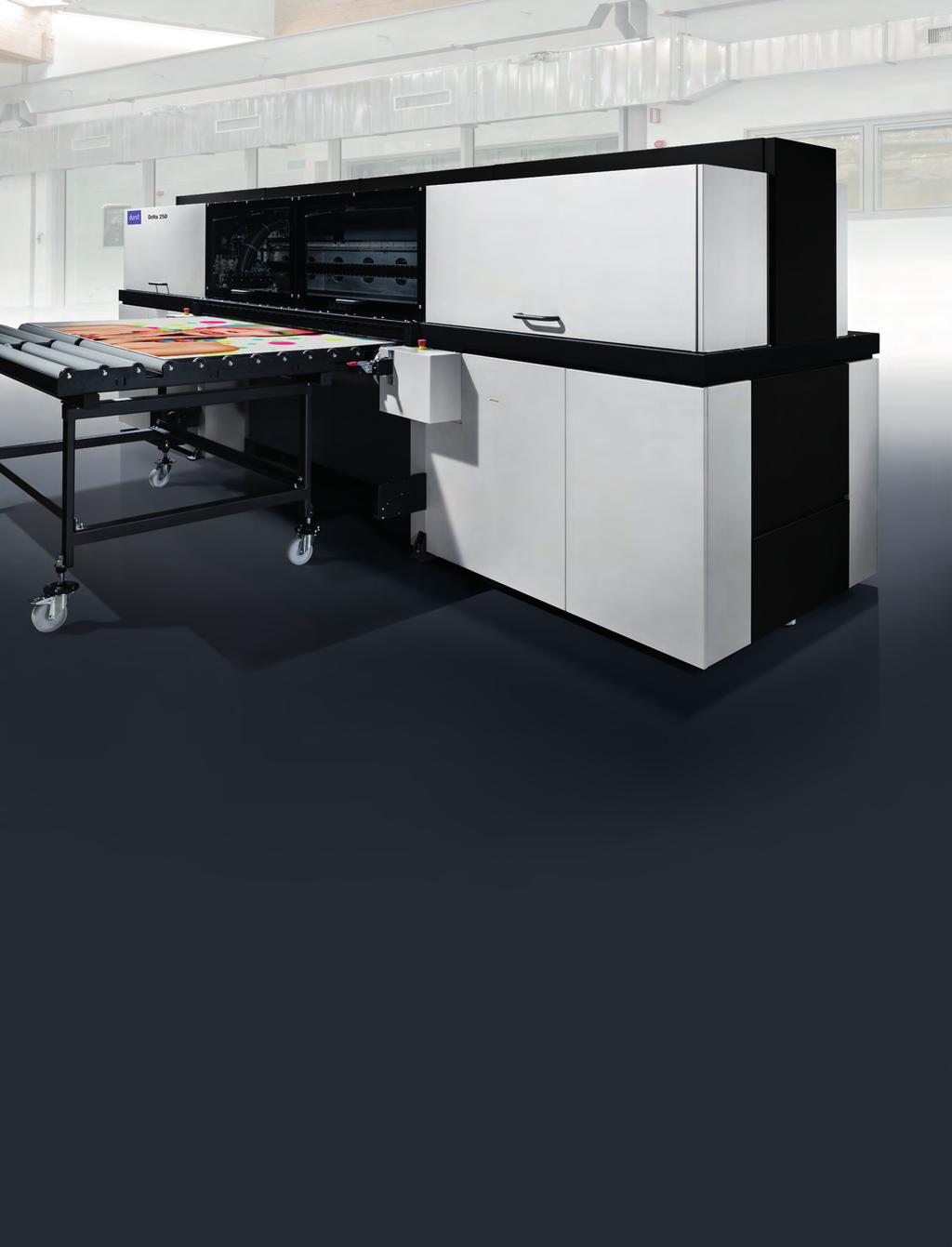 Delta 250 Delta Multi-Pass UV printing system print with a resolution of 1000 dpi and offer additional process colors like light cyan, light magenta, orange and purple or orange and green, in order