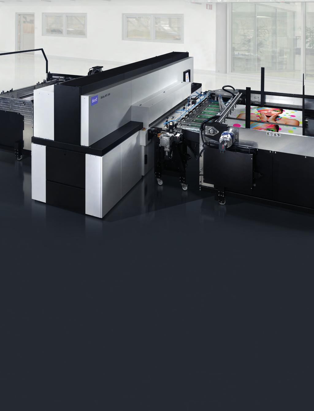 Delta WT 250 The Delta WT 250 represents a new generation of printers incorporating Durst Water Technology. The system prints from flexo quality up to supberb litho quality with odorless ink.