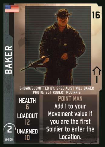 Player Soldiers have an Action Card hand and can be equipped with