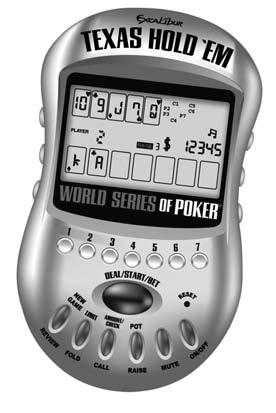 Layout of Texas Hold Em DEAL/START/BET NEW GAME/REVIEW LIMIT/FOLD LCD DISPLAY NUMBER KEYS AMOUNT/ CHECK/CALL RESET ON/OFF RAISE/POT MUTE Functions of Buttons ON/OFF: Press to turn the unit on and off.