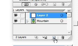 Create a new layer above the Mountains. Name the New layer Background. Use the Rectangle Tool to draw a rectangle as large as the artboard.