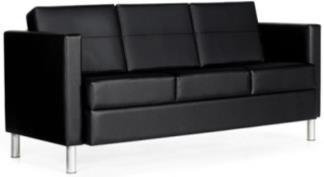 3362LM Wind Series, Two Seat Sofa with Fixed Cushions, Full Upholstery with Steel Tubular Base, Material: Leather, Fabric Grade 7, Color: Black 54-1/2"w x 29"d x 28-1/2"h $2,962.64 $1,481.