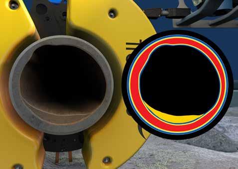Accurate sizing of wall thickness can be made in minutes with a high resolution image of pipeline contents being provided from an external scan of the pipeline.