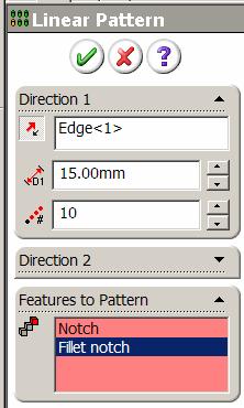 Linear Pattern Select Linear Pattern from the Features toolbar.