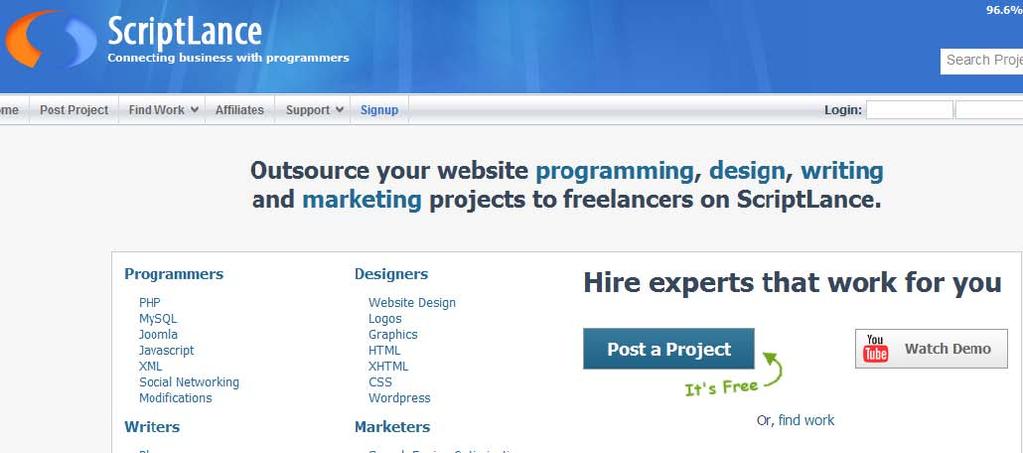 SCRIPTLANCE - ScriptLance is the world's most affordable and easy to use outsourcing service for programming jobs.