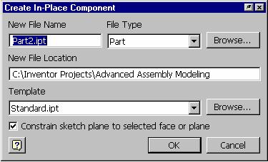 Creating New Parts While in an Assembly You can create a new part in the context of an assembly file.