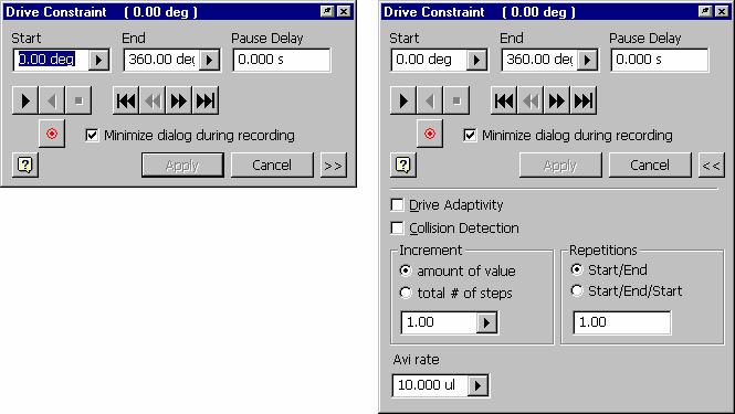 Driving Assembly Constraints Use the Drive Constraint tool on the context menu to simulate mechanical motion by driving a constraint through a sequence of steps.