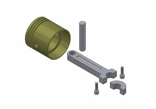 Piston Project Open the file Piston Assembly.IAM. Use Mate, Tangent, and Insert constraints to assemble the piston illustrated below.