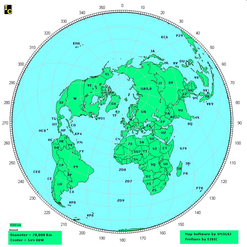 Great Circle Prefix Map Great circle maps are equidistant from all