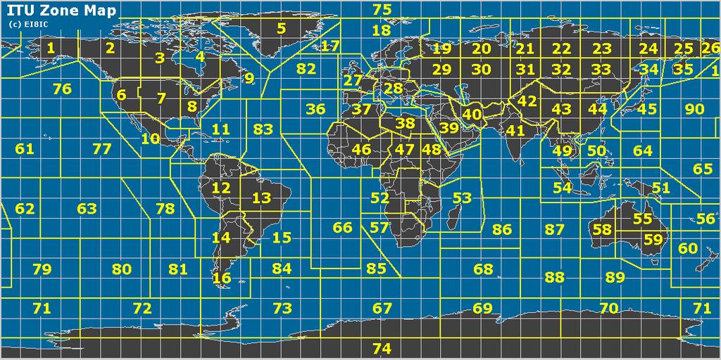 ITU Zone Map ITU is the international body that mediates the radio spectrum