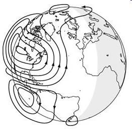 Magnetic Field Map The magnetic field, generated in the core and measured at the surface, continues upward through the ionosphere, the electrically-conducting, ionized layer of the Earth's upper