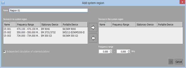 Figure 5: setting fixed frequency option The user can reset (i.e. expand) a device with a fix frequency either from the device list context menu or via the Edit devices dialog.