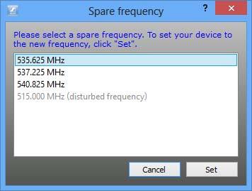 Figure 11: spare frequency selection dialog Device ranges: 1.