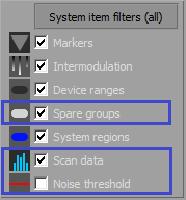 Figure 14: spare group bar in chart area 7. A Scan data filter has been added to the System item filters section. Using this filter, the scan data can be shown or hidden in the chart area.