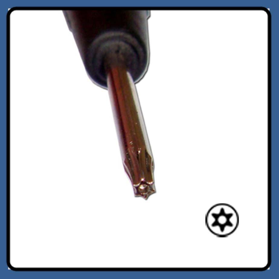 CORRECT! A torx (pronounced Torcs ) screw driver is just one of the many types of drivers we will discuss. A torx screwdriver is characterized by the 6 point star pattern on the head.